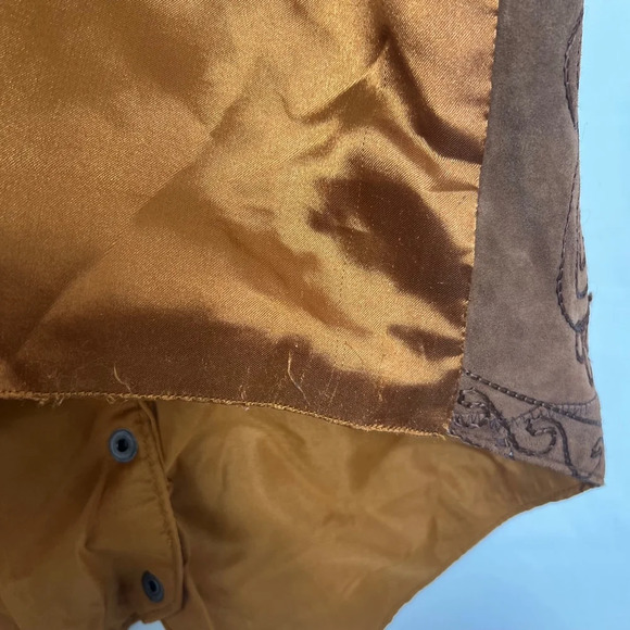 Vintage Men's AJ Brown Leather Western Vest Size 1X Snap Button Front - Picture 7 of 8